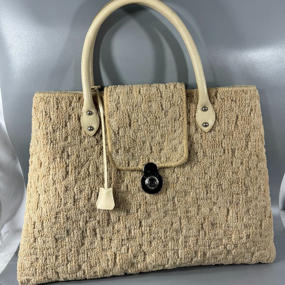 Jerry Terrence Carpet Large Hand Bag/ Shoulder Bag, Beige